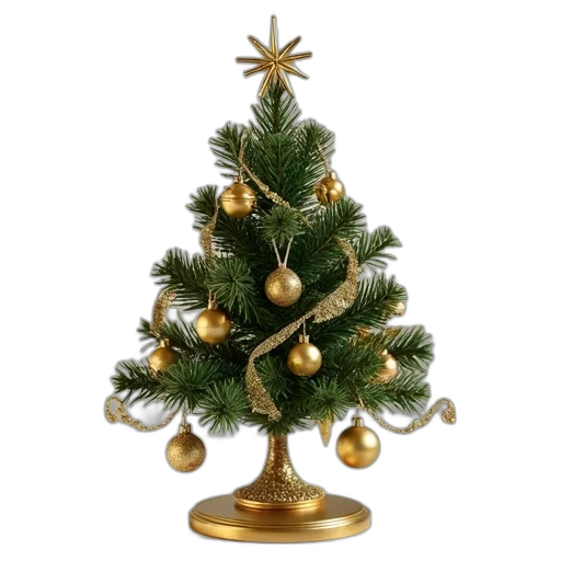 tree, crown, jewelry, 3d render, small, christmas, golden, base transparent PNG cut-out