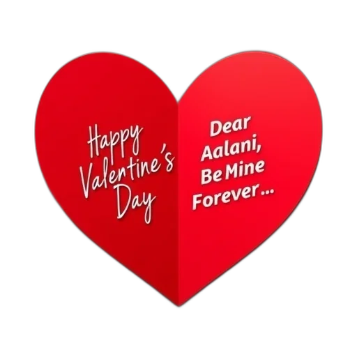 red, heart-shaped, card, words, happy, valentine, day, written transparent PNG cut-out