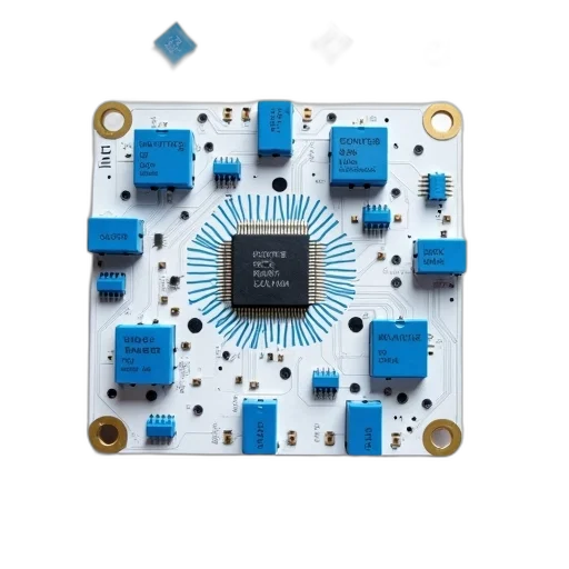robot, crown, blue, white, electronic, circuit, board, various transparent PNG cut-out