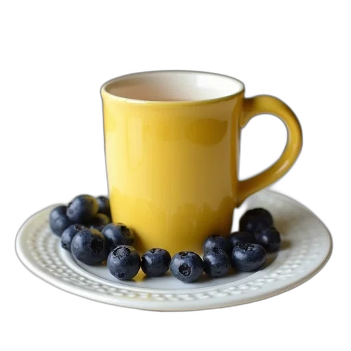 food, photorealistic, 3d render, blue, yellow, retriever, mug, sits transparent PNG cut-out