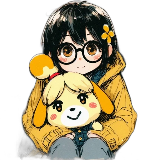 animal, staff, jacket, mask, anime, cartoon, pixel art, watercolor transparent PNG cut-out