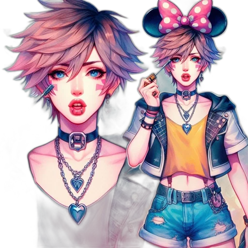 concept art, watercolor, anime, fantasy art, neon lights, pastel, neon, colorful transparent PNG cut-out