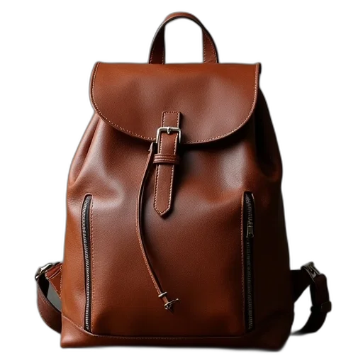 earth tones, women, leather, backpack transparent PNG cut-out