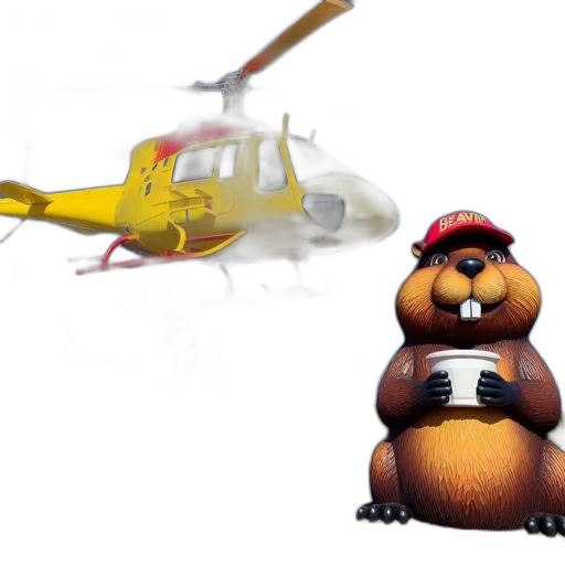 concept art, 3d render, scene, includes, yellow, helicopter, overhead, beaver transparent PNG cut-out