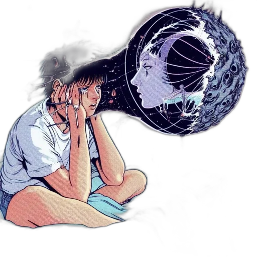 staff, vaporwave, concept art, pixel art, anime, outer space, night, fire transparent PNG cut-out