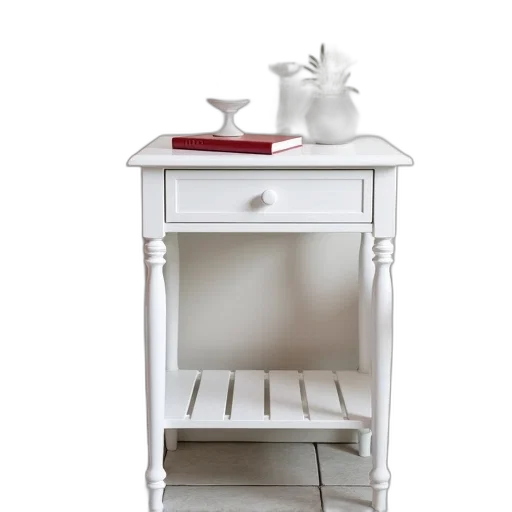 furniture, 3d render, photorealistic, monochrome, white, wooden, table, drawer transparent PNG cut-out