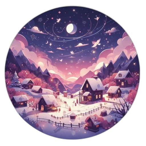 concept art, fantasy art, watercolor, snow, night, outer space, winter, wonderland transparent PNG cut-out