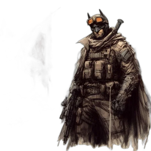mask, concept art, comic book art, fantasy art, watercolor, dark, monochrome, solitary transparent PNG cut-out