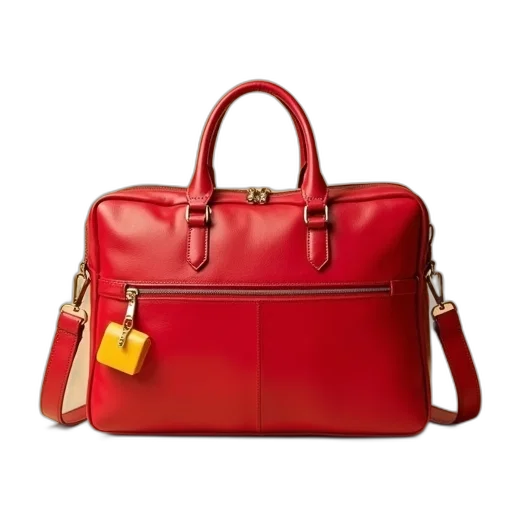 red, leather, briefcase, shiny, surface, gold, zipper, pull transparent PNG cut-out