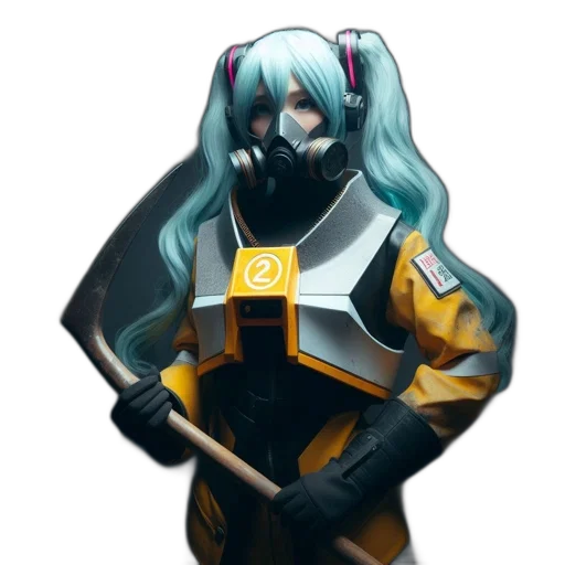 mask, robot, staff, face, concept art, fantasy art, cyberpunk, anime transparent PNG cut-out