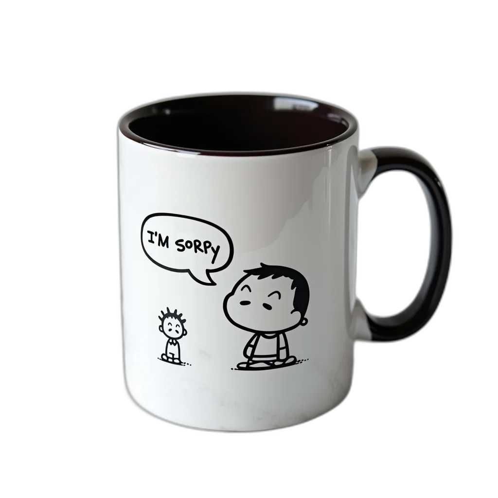 3d render, cartoon, photorealistic, white, coffee, mug, black, rim transparent PNG cut-out