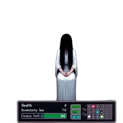 hair, staff, robot, jewelry, pixel art, concept art, cyberpunk, vaporwave transparent PNG cut-out
