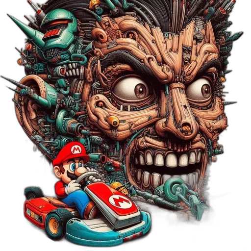 mask, face, creature, car, concept art, comic book art, fantasy art, pixel art transparent PNG cut-out