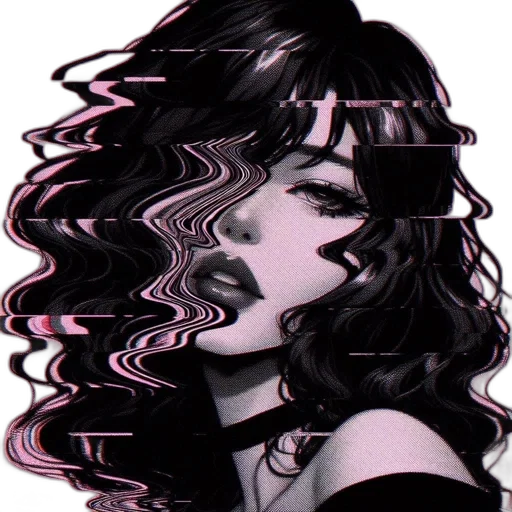 hair, face, mask, creature, vaporwave, cyberpunk, watercolor, comic book art transparent PNG cut-out