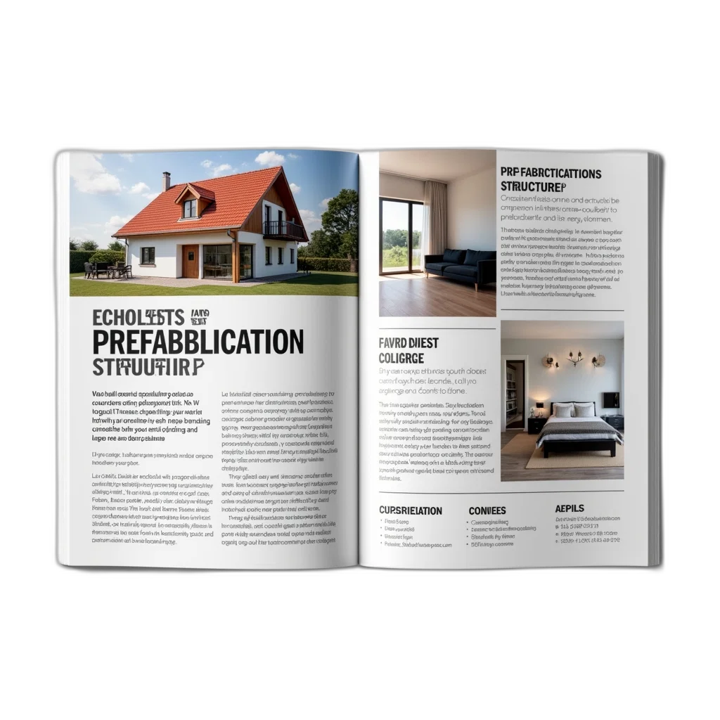 3d render, brochure, prefabricated, structure, company, featuring, house, red transparent PNG cut-out