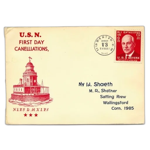 staff, vintage, envelope, red, stamp, featuring, portrait, man transparent PNG cut-out