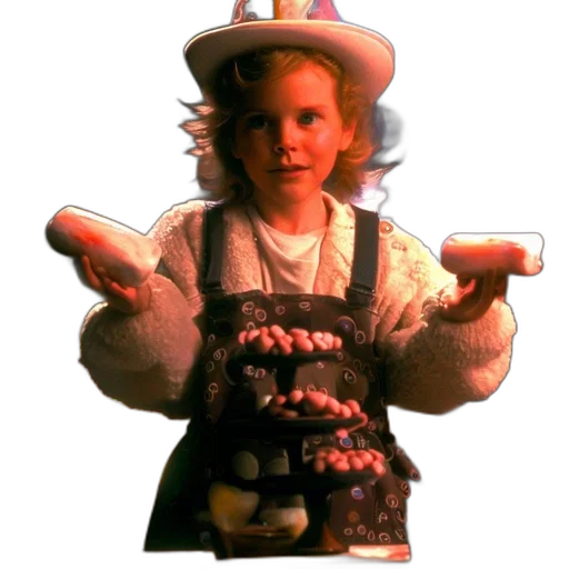 hat, robot, staff, weapon, 3d render, young, girl, curly transparent PNG cut-out