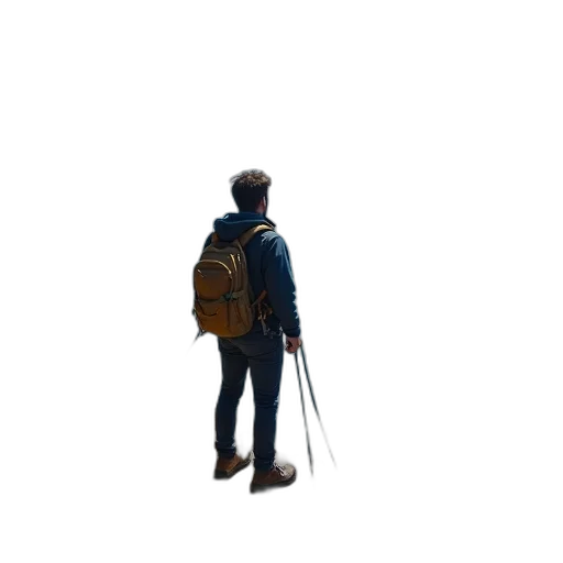 jacket, staff, umbrella, weapon, 3d render, concept art, pixel art, photorealistic transparent PNG cut-out