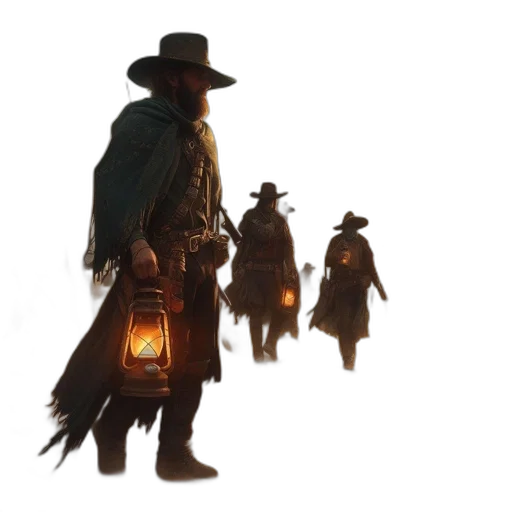 hat, staff, weapon, jacket, concept art, fantasy art, 3d render, comic book art transparent PNG cut-out