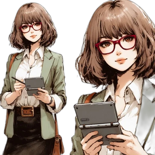 jacket, face, staff, anime, concept art, cartoon, comic book art, monochrome transparent PNG cut-out