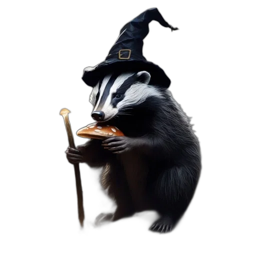 animal, hat, staff, creature, concept art, fantasy art, photorealistic, 3d render transparent PNG cut-out
