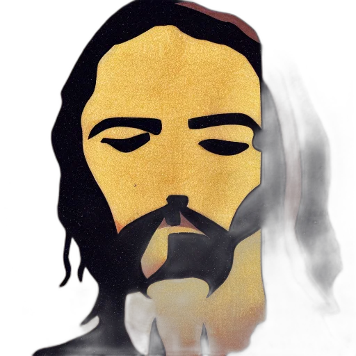 mask, face, cartoon, comic book art, photorealistic, concept art, golden, jesus transparent PNG cut-out
