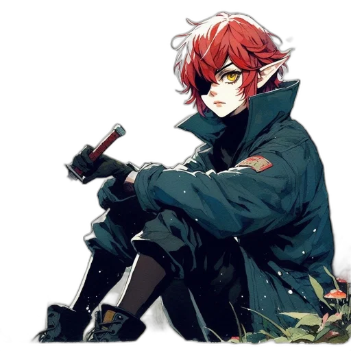 staff, jacket, weapon, sword, concept art, fantasy art, pixel art, watercolor transparent PNG cut-out
