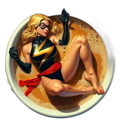 food, comic book art, concept art, golden, woman, black, lightning, bolt-adorned transparent PNG cut-out
