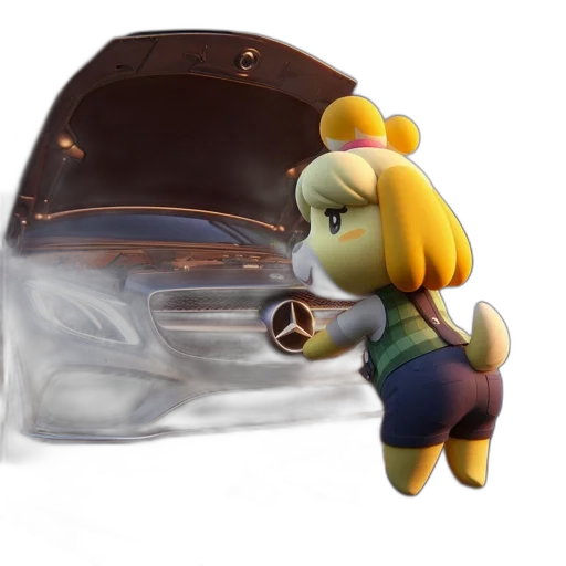 food, 3d render, concept art, isabelle, animal, crossing, attempts, fix transparent PNG cut-out