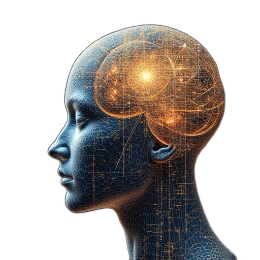 crown, robot, face, mask, concept art, cyberpunk, photorealistic, cover transparent PNG cut-out