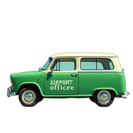 car, green, white, words, airport, office transparent PNG cut-out