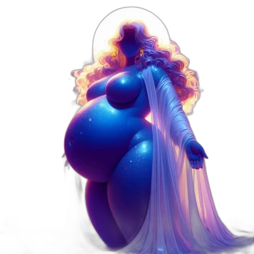 dress, creature, hair, concept art, fantasy art, 3d render, vaporwave, outer space transparent PNG cut-out