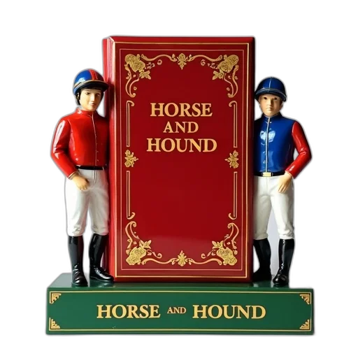 pair, figurines, jockeys, standing, next, large, ornate, book transparent PNG cut-out