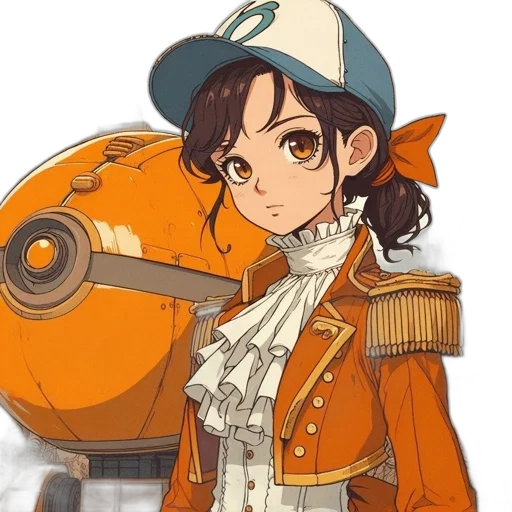 weapon, staff, hat, jacket, anime, concept art, cartoon, pixel art transparent PNG cut-out
