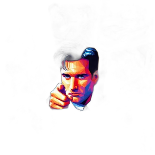 face, pixel art, vaporwave, photorealistic, concept art, fire, low-poly, art transparent PNG cut-out