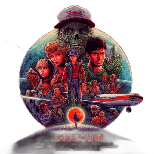 concept art, comic book art, pixel art, outer space, poster, earthbound, features, central transparent PNG cut-out