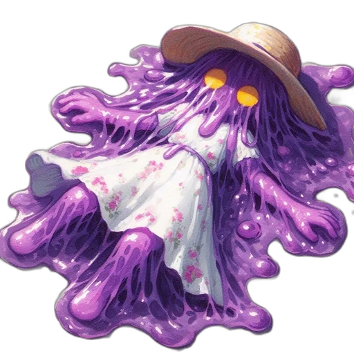 hat, creature, hair, flower, concept art, watercolor, vaporwave, fantasy art transparent PNG cut-out