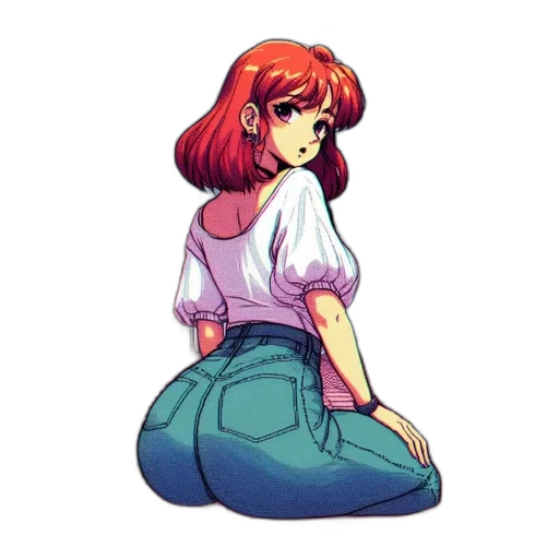 dress, jacket, staff, hair, pixel art, concept art, watercolor, vaporwave transparent PNG cut-out