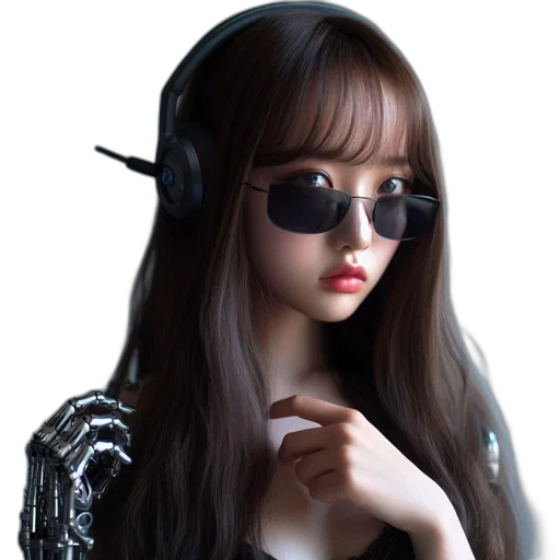 robot, hair, creature, jacket, cyberpunk, photorealistic, 3d render, anime transparent PNG cut-out