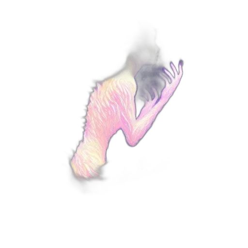 shoes, dragon, creature, hair, vaporwave, concept art, 3d render, watercolor transparent PNG cut-out