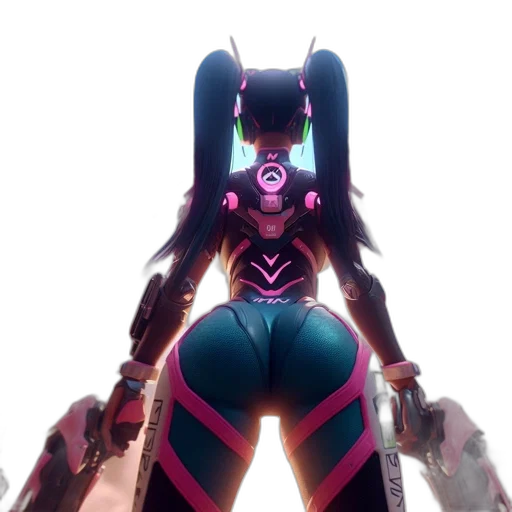 robot, weapon, dress, concept art, cyberpunk, 3d render, anime, neon lights transparent PNG cut-out