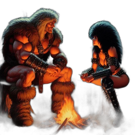 concept art, fantasy art, comic book art, pixel art, fire, snow, fog, night transparent PNG cut-out
