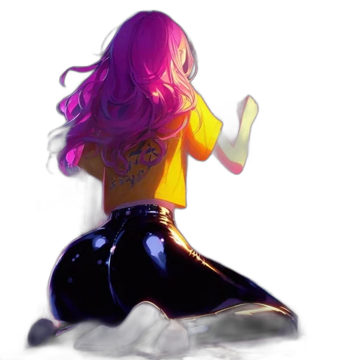 hair, dress, concept art, watercolor, pixel art, fantasy art, neon lights, outer space transparent PNG cut-out