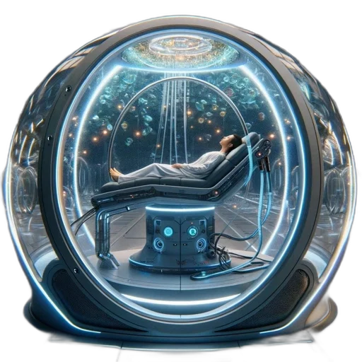 robot, furniture, concept art, cyberpunk, 3d render, outer space, futuristic, setting transparent PNG cut-out