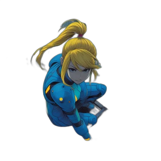 jacket, staff, concept art, anime, pixel art, 3d render, blue, female transparent PNG cut-out