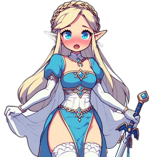 dress, staff, crown, sword, pixel art, fantasy art, concept art, anime transparent PNG cut-out