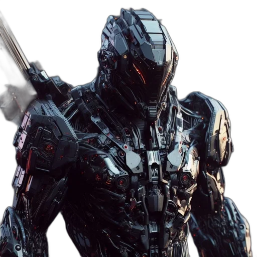 robot, weapon, concept art, 3d render, cyberpunk, comic book art, intricately, detailed transparent PNG cut-out