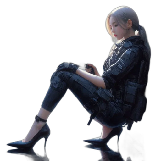 jacket, robot, shoes, face, concept art, cyberpunk, 3d render, photorealistic transparent PNG cut-out
