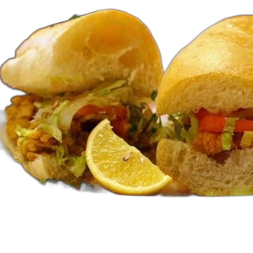 food, photorealistic, 3d render, plate, sandwich, lemon, wedge transparent PNG cut-out