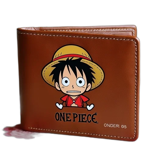 brown, leather, wallet, unique, design, featuring, cartoon, character transparent PNG cut-out